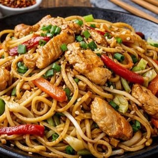 Нудълс със зеленчуков микс и пиле (350гр)