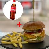 Пилешки бургер + кока кола напитка по избор 0.500мл.