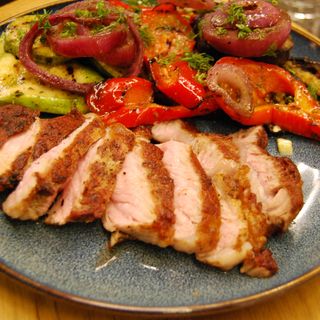 Рибай блек ангъс със гриловани зеленчуци