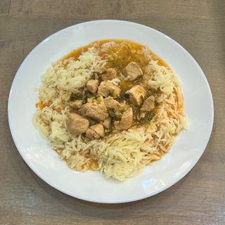 Свински винен кебап с гарнитура бял ориз