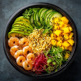 Shrimp RAMEN Poke Bowl - Moana Shoyu Noodles - рамен поке със скариди