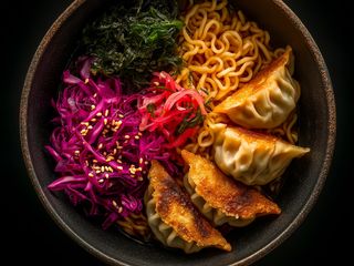 Crispy Gyoza RAMEN Bowl (No Broth) - Makani Shio Noodles