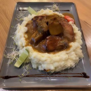 Свинско  бонфиле с манатарков сос и картофено пюре