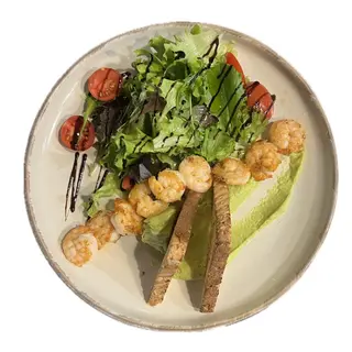 Camberi con crema di avocado