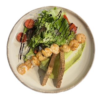 Camberi con crema di avocado