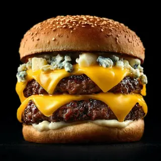 Double Garlic blue cheese Burger с картофки (350г)
