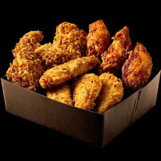 Пилешки крилца + пилешки флейки и картофки(400г)