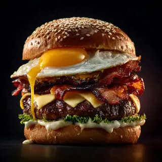 New Yorker double burger with egg и картофки (400г.)
