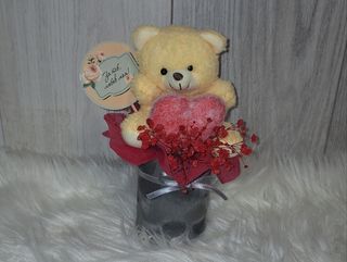 Жълто мече със сърце в кутия - За теб любов моя