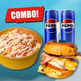 Бургер Crazy Chicken + Салата Цезар + 2х Coca Cola 0.5