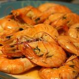 Тигрови скариди с перно, копър, чесън и масло