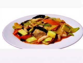 133. Свинско с китайски гъби, бамбук и зеленчуци (700г)