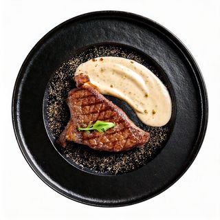 Бляк Ангъс стек с чеснов сос