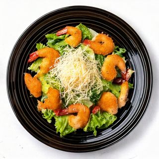 Салата Цезар с хрупкави скариди