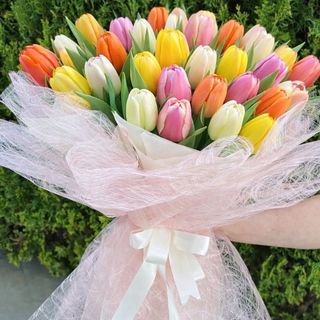 Букет от 51 шарени лалета