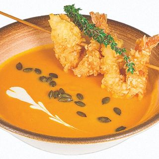 Крем супа от тиква със скариди