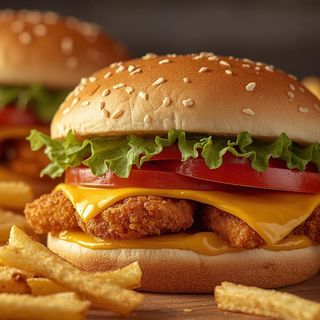 Classic size - Пилешки хапки бургер с BBQ сос, бекon и чедър