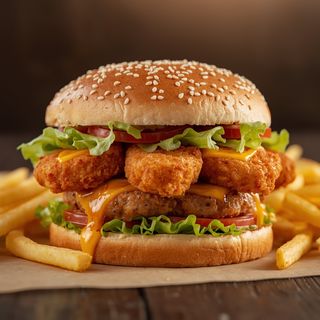 Fantazy бургер с BBQ сос, бекon и чедър