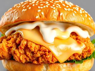 Голям Пилешки бургер с BBQ сос и яйце