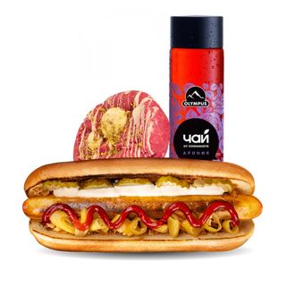 ЗЕЛЕНЧУКОВ ХОТ ДОГ + Студен чай Олимпус 0,5 + курабийка GO GRILL