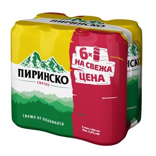 ПИРИНСКО БИРА СВЕТЛО К-КТ 6БР КЕН 0.5Л