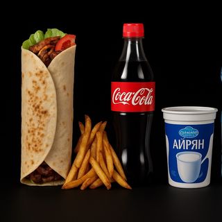 ПИЛЕШКИ Дюрюм Дюнер, Напитка и Домашни пържени картофки