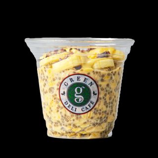 Овесени ядки с бадемов тахан,банан и какови зърна (215г)