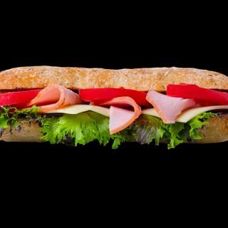 Чабата със свинско филе, гауда и маслинена паста (230г)