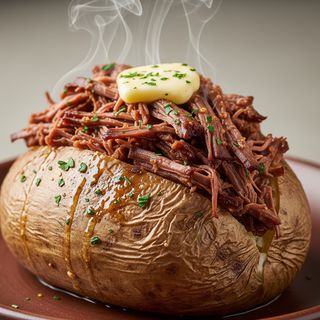 Печен пълнен картоф с телешко дърпано (800) гр.