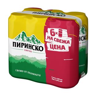 ПИРИНСКО БИРА СВЕТЛО К-КТ 6БР КЕН 0.5Л