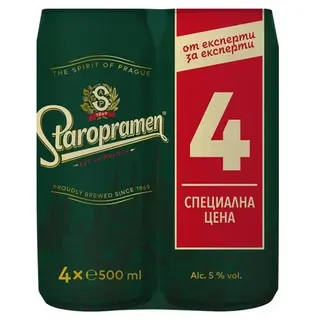 СТАРОПРАМЕН БИРА МУЛТИПАК 4БР КЕН 0.5Л