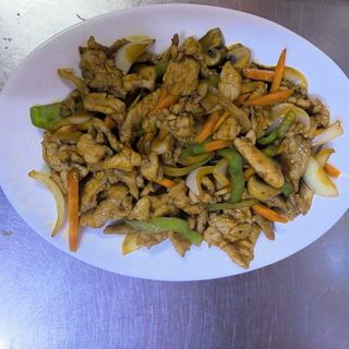 65. Пържено свинско c люти чушки и зеленчуци