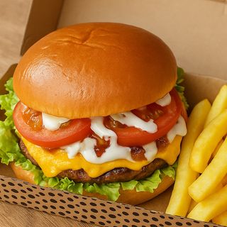 Бургер с пилешко кюфте