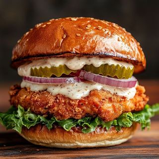 Хрупкав пилешки бургер