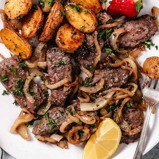 Телешко сърце на тиган