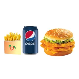 Меню двоен пилешки бургер