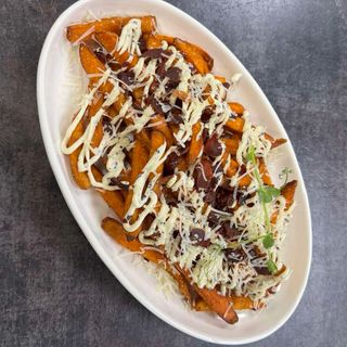 Сладки картофи с трюфелов сос и прошуто