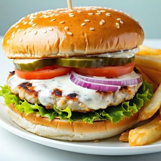 Хамбургер с пилешко кюфте 