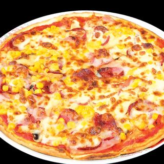 Пица с доматен сос, моцарела, св. каренца пикантен сос, зехтивн (40см)