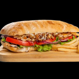 Сандвич със свински ребърца и пържени картофи (400г)