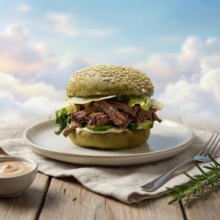 Здравословен бургер с телешко дърпано