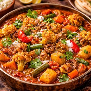 Роган Джош със зеленчуци