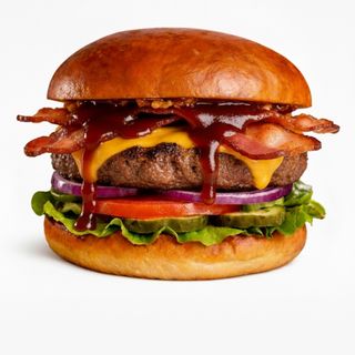 Бекон Чийзбургер с Black Angus и пържени картофи