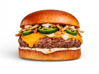 Халапеньо Чийзи Крънч Бургер и пържени картофи