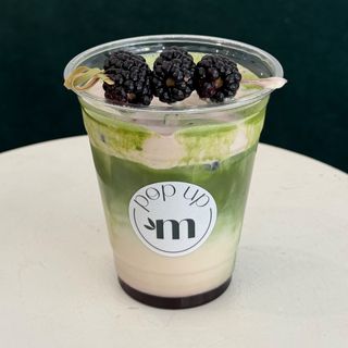 BlackBerry cream matcha latte