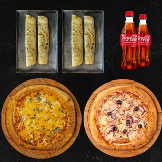 2 бр Пици +2 бр десерта+2бр Кока Кола (300мл)