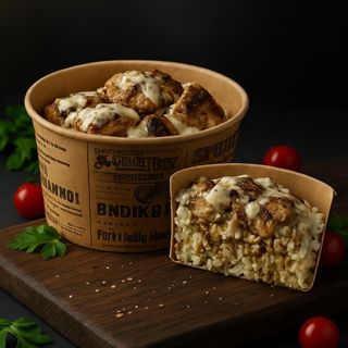 Свинско, ориз и гъбен сос 500г