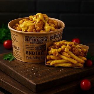 Пилешко, картофи и чедър сос 500г