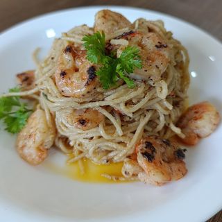 Crémeux de spaghetti aux crevettes