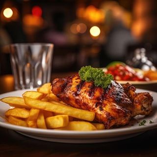 Plat de frites au poulet grillé
